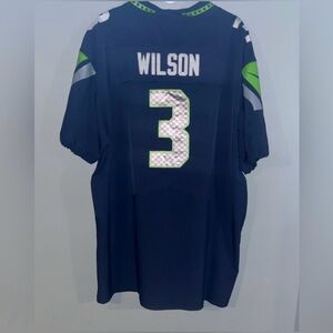 Russell Wilson Seattle Seahawks #3 Nike NFL Authentic Home Jersey Men’s 56 = 3XL